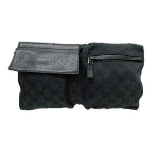 GUCCI Body Bag Crossbody Waist bag Body Belt Bum Black GG Adjustable Strap